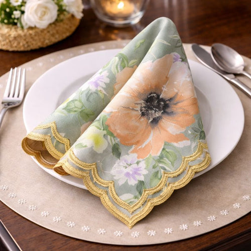 Peach Bloom Scalloped Luxe Napkin