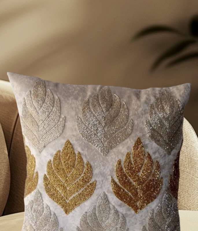Shimmering Leaf Design Cushion