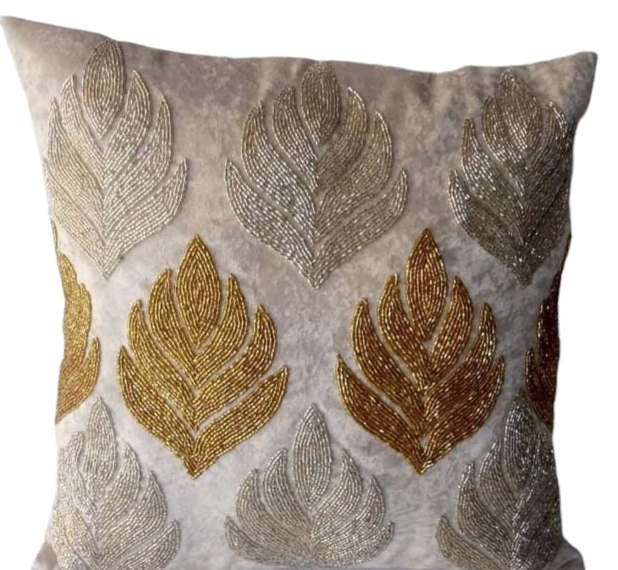 Shimmering Leaf Design Cushion