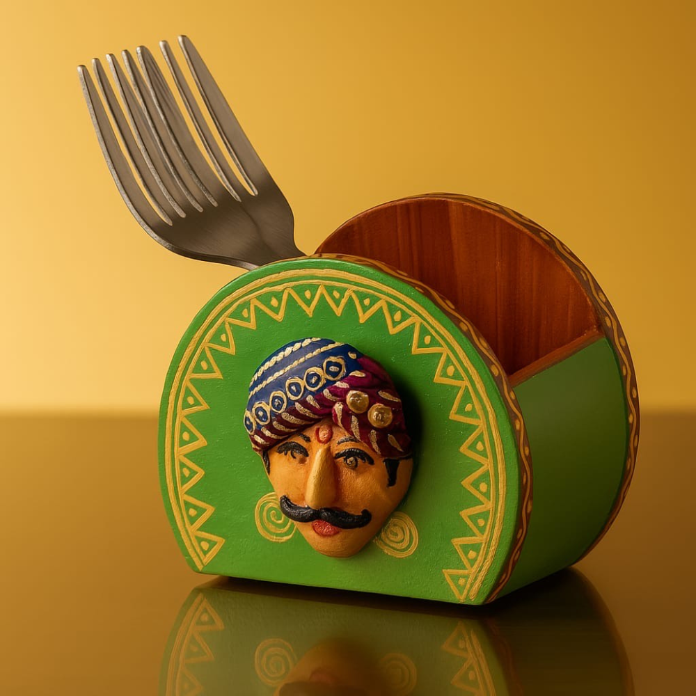 Royal Rajasthani Hand-Painted Cutlery Holder