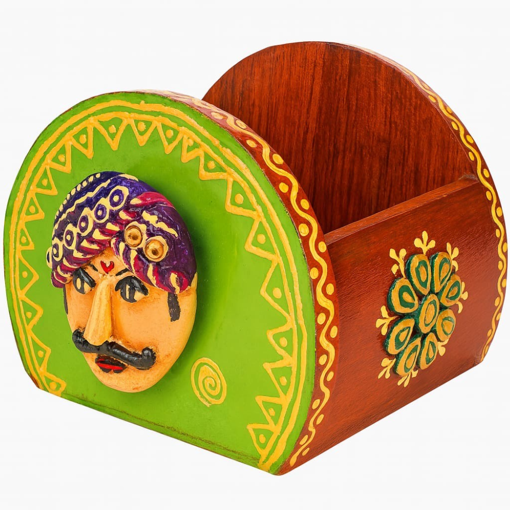 Royal Rajasthani Hand-Painted Cutlery Holder