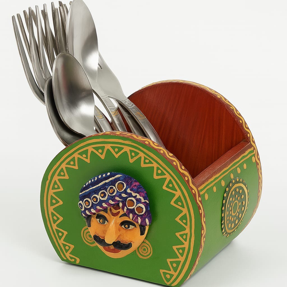 Royal Rajasthani Hand-Painted Cutlery Holder