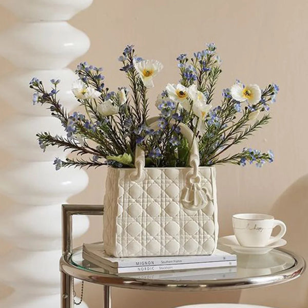 Resin handbag floral vase