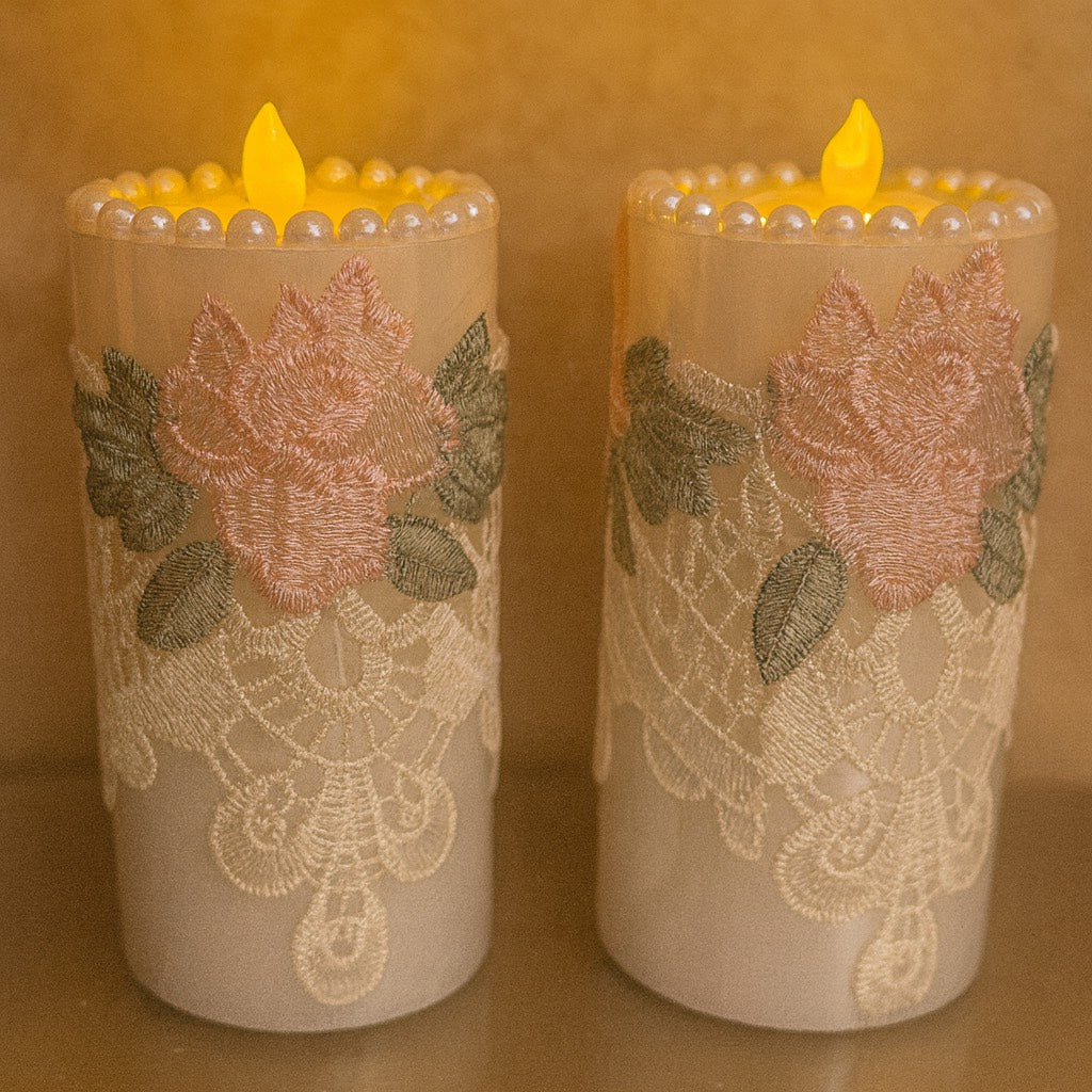 Rosabelle Lace Glow Candle Set