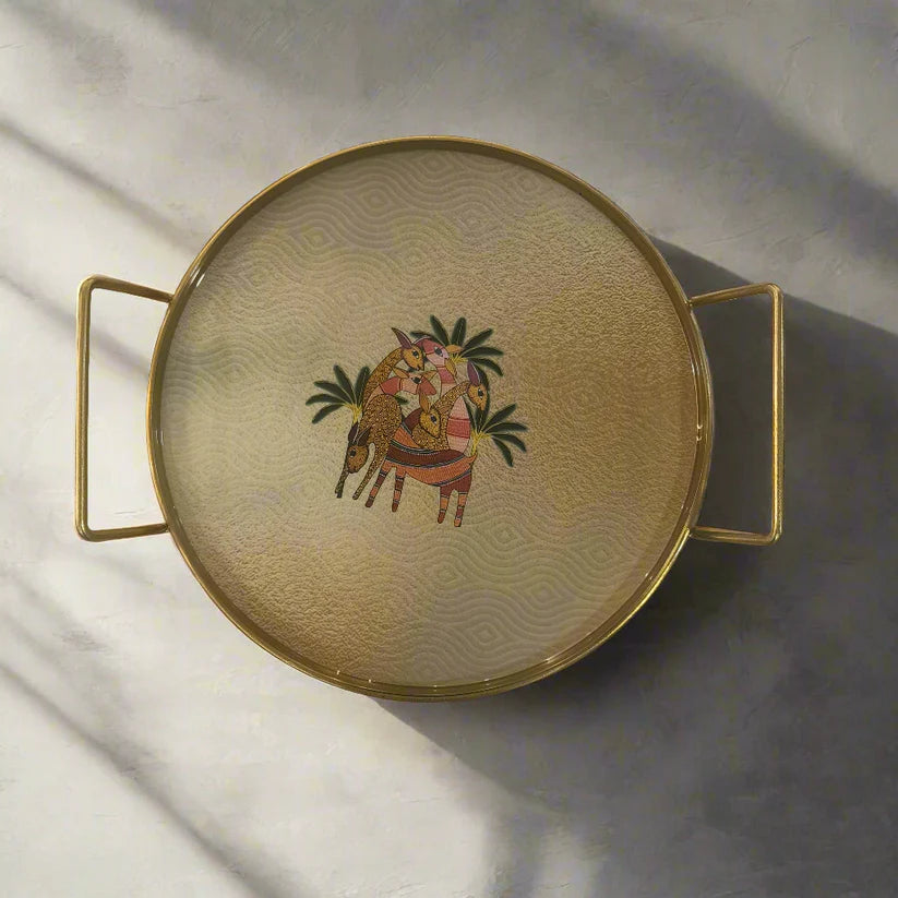 Round Metal Dessert & Snack Stand Platter - Blue Royalty