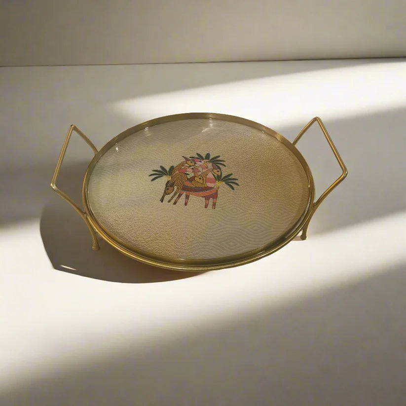 Round Metal Dessert & Snack Stand Platter - Blue Royalty