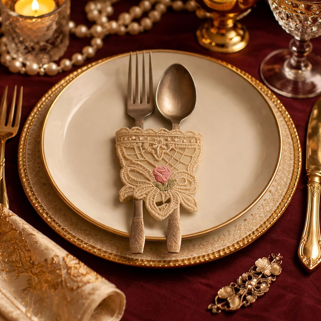 Royal Rose Lace Cutlery Cover