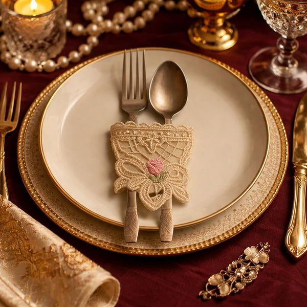 Royal Rose Lace Cutlery Cover