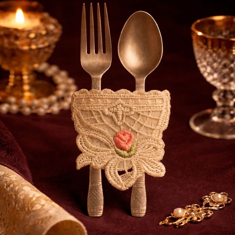 Royal Rose Lace Cutlery Cover