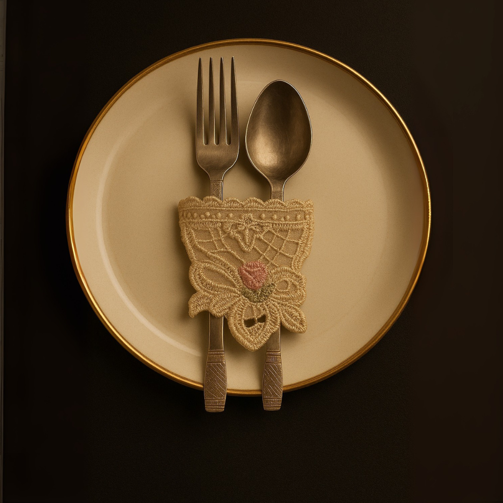 Royal Rose Lace Cutlery Cover