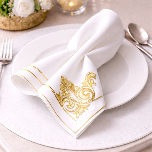Royal Scroll Ivory Luxe Napkin