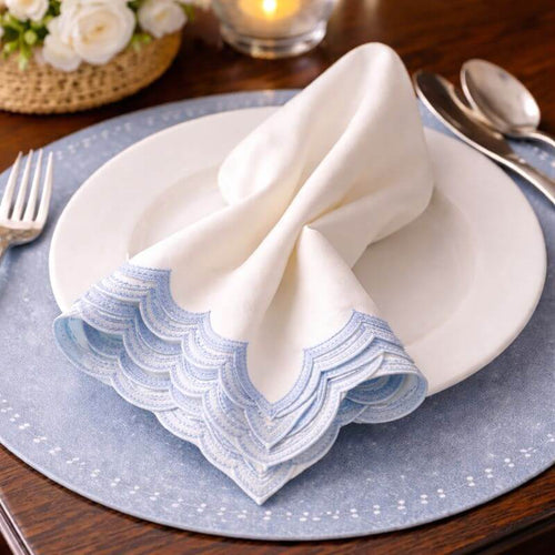 Serene Sky Scalloped Luxe Napkin
