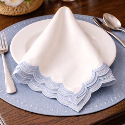 Serene Sky Scalloped Luxe Napkin