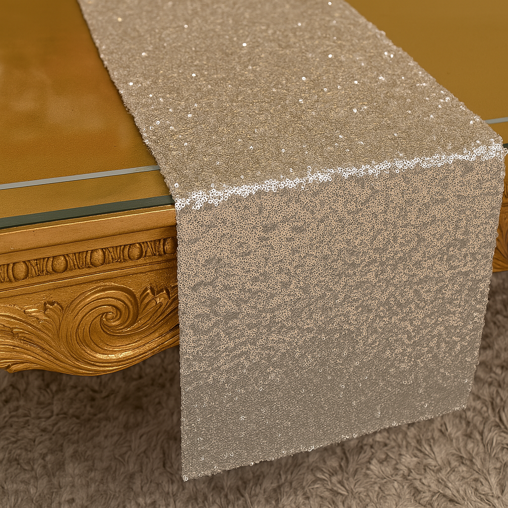 Stardust Silver Sequin Table Runner