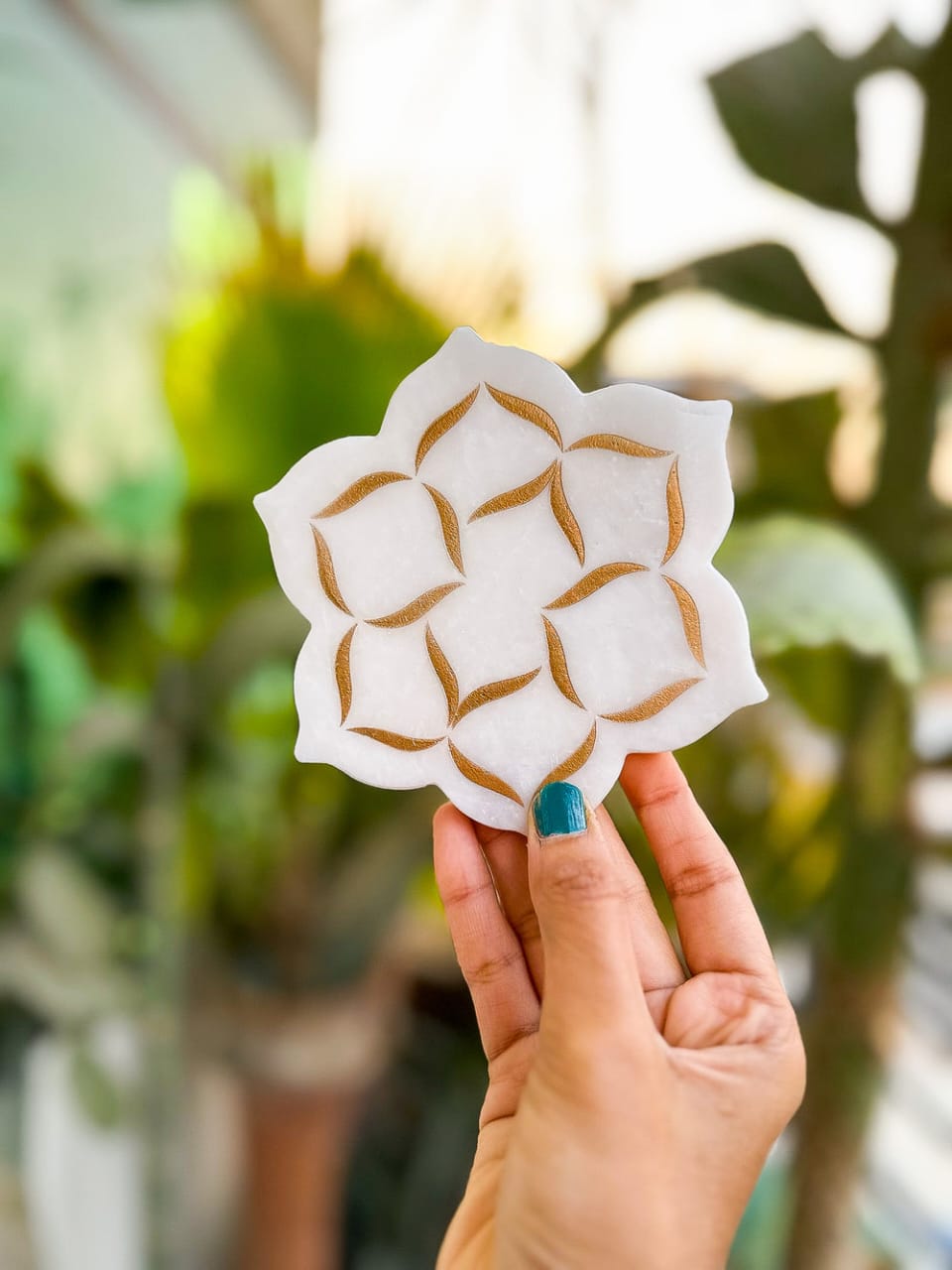 Taj Mahal White Marble Coasters