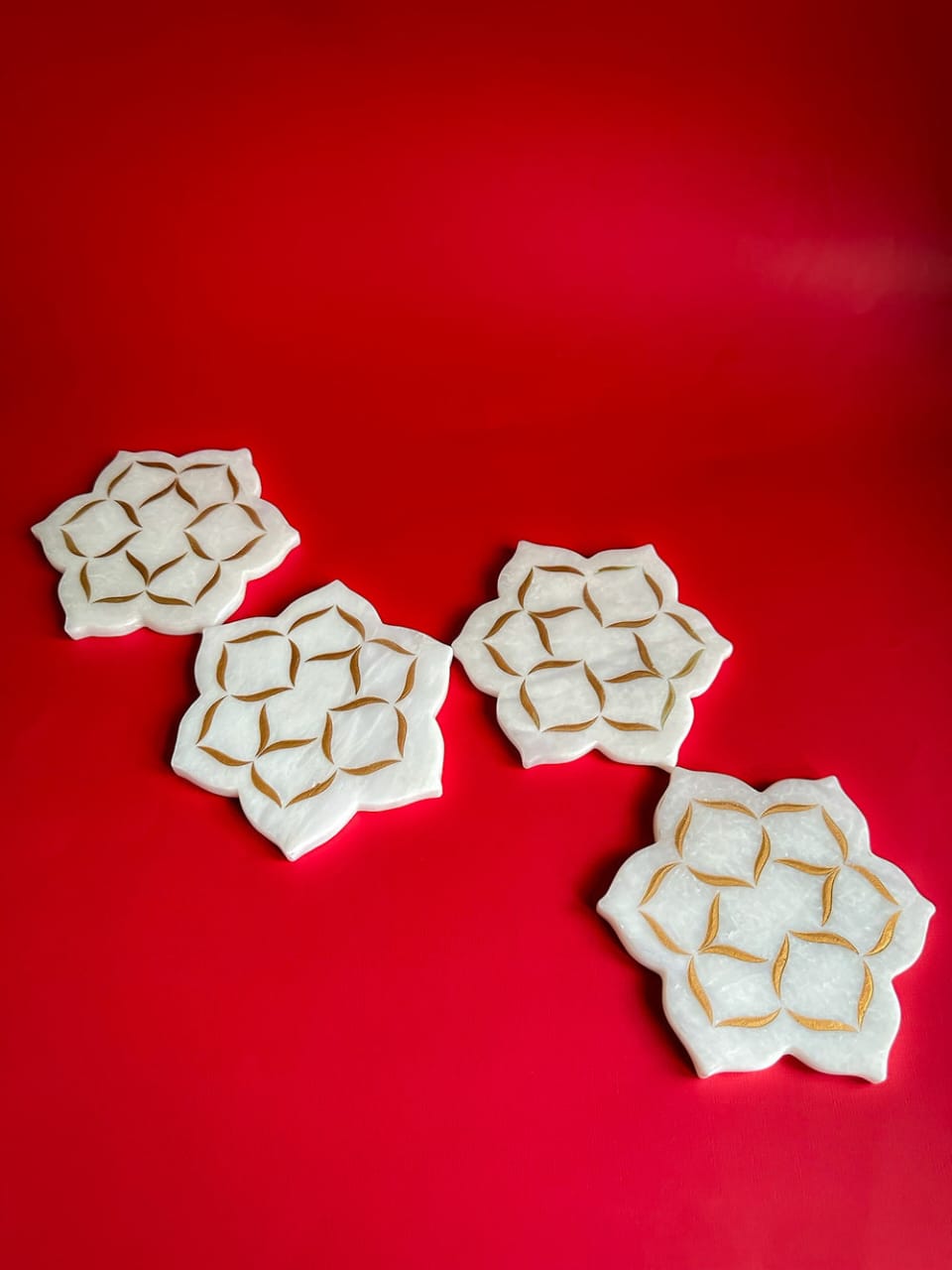 Taj Mahal White Marble Coasters