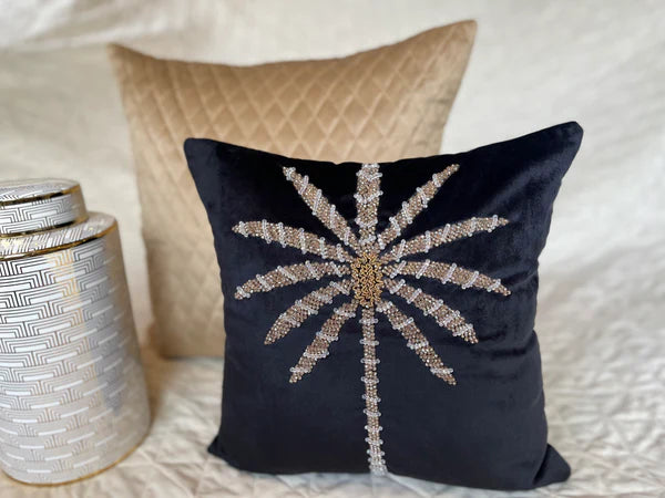 The Black Palm Tree Suede Cushion Cover