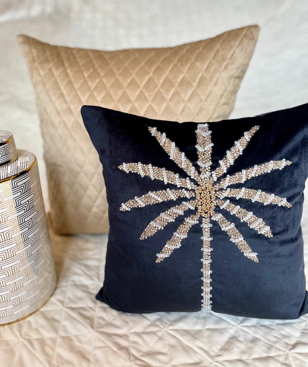 The Black Palm Tree Suede Cushion Cover