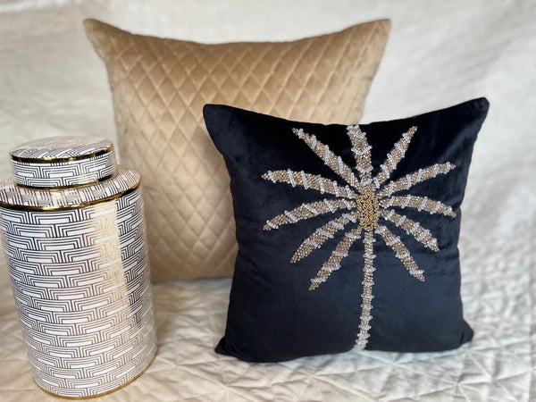 The Black Palm Tree Suede Cushion Cover