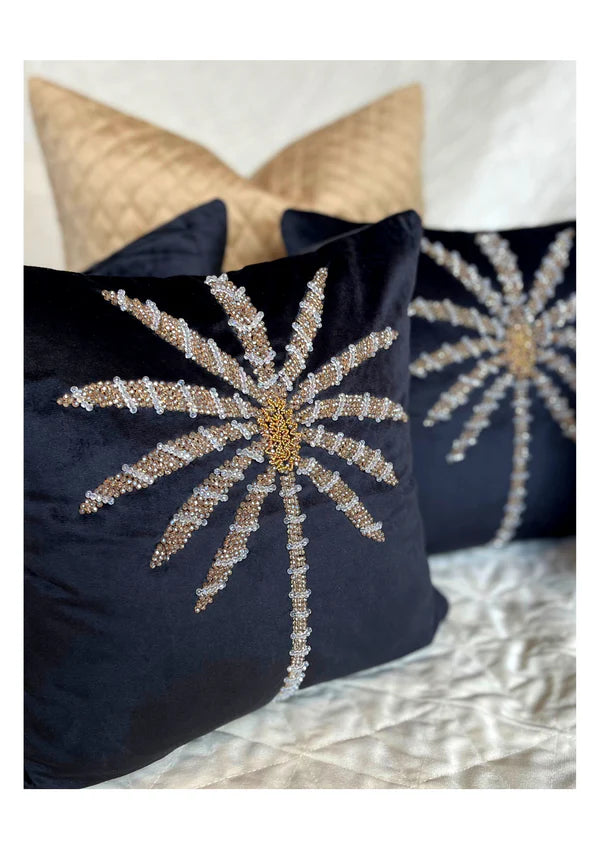 The Black Palm Tree Suede Cushion Cover