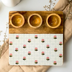 3 Bowl Wooden Snack Platter - The Lotus Buti