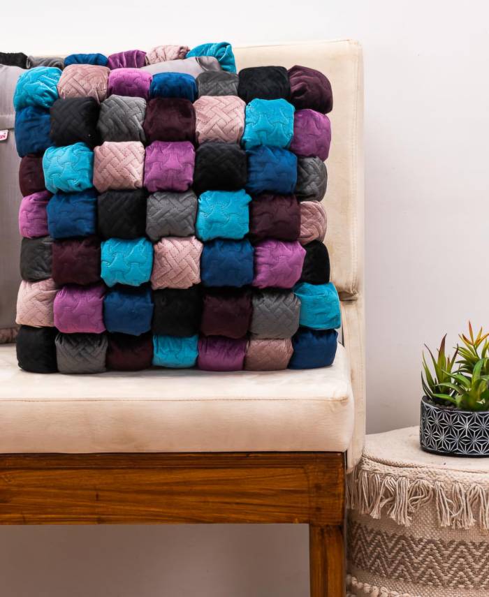 Velvet Mosaic Bubble Cushion