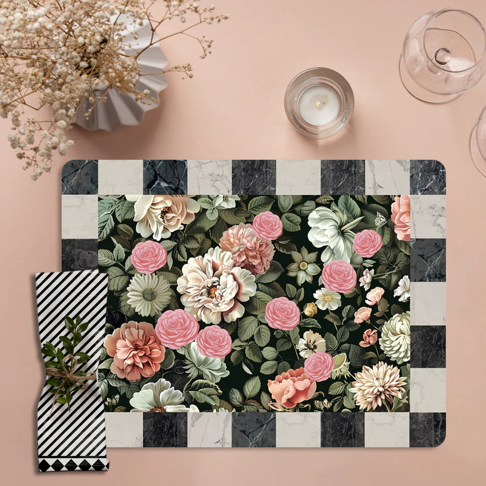 Regal Vintage Garden: Luxury Wooden Table Mat