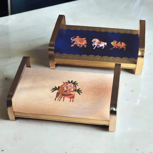 Modern Khatiya Tray Platter - Blue Royalty