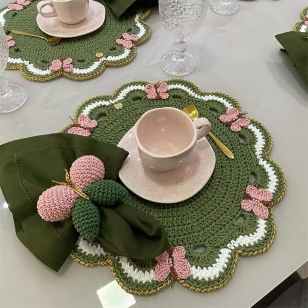 Butterfly Garden Hand-Crocheted Placemat Set